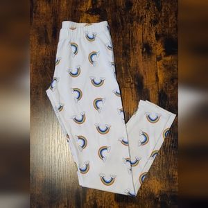 🟣 Women's Rainbow Print Leggings - White 🟣